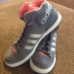 Adidas Pink /gray hightop sneaker women’s size 10